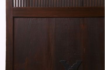 【K様決済用-加工含む】和製アンティーク　明治大正期　ヒノキ材　細い桟が魅力の格子蔵戸(格子戸、引き戸、建具、玄関戸)