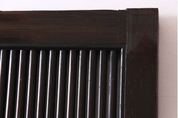 和製アンティーク　ガラス入り　亀の意匠が施された格子蔵戸(引き戸、ガラス戸、建具、玄関戸)