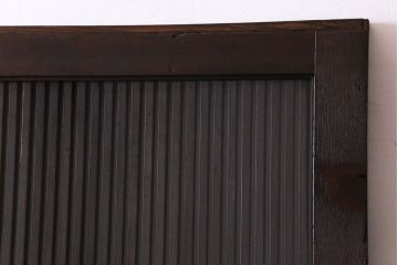 和製アンティーク　ガラス入り　亀の意匠が施された格子蔵戸(引き戸、ガラス戸、建具、玄関戸)