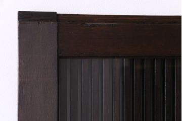 和製アンティーク　ガラス入り　亀の意匠が施された格子蔵戸(引き戸、ガラス戸、建具、玄関戸)