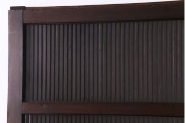 和製アンティーク　ガラス入り　亀の意匠が施された格子蔵戸(引き戸、ガラス戸、建具、玄関戸)