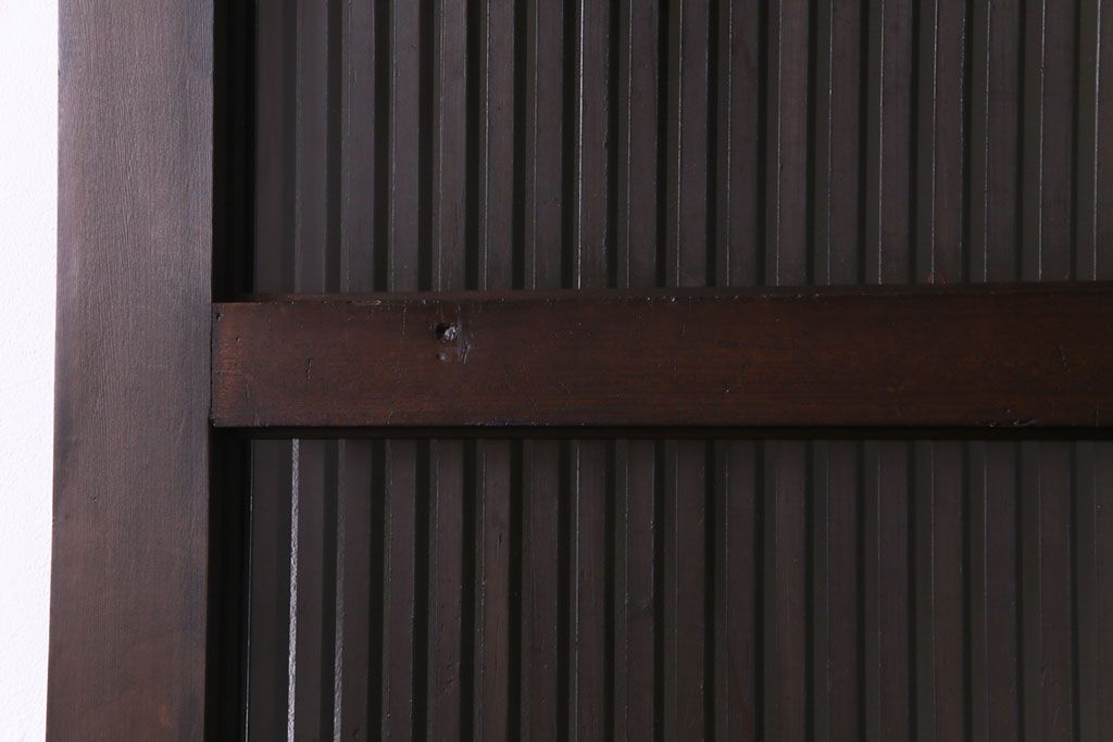 和製アンティーク　ガラス入り　亀の意匠が施された格子蔵戸(引き戸、ガラス戸、建具、玄関戸)