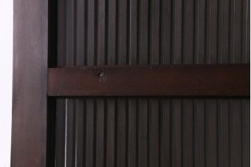 和製アンティーク　ガラス入り　亀の意匠が施された格子蔵戸(引き戸、ガラス戸、建具、玄関戸)