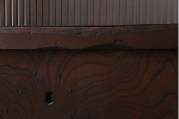 和製アンティーク　ガラス入り　亀の意匠が施された格子蔵戸(引き戸、ガラス戸、建具、玄関戸)