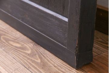 和製アンティーク　リメイク　色ガラス入りの大きなペイントガラス戸(引き戸、建具、玄関戸)