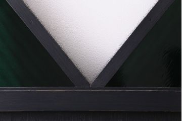 和製アンティーク　リメイク　色ガラス入りの大きなペイントガラス戸(引き戸、建具、玄関戸)