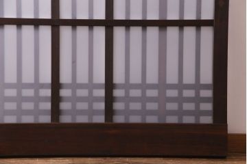 和製アンティーク　ヒノキ材　情緒ある雰囲気づくりにおすすめな大きなガラス入り格子戸(蔵戸、玄関戸)