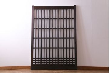 和製アンティーク　ヒノキ材　情緒ある雰囲気づくりにおすすめな大きなガラス入り格子戸(蔵戸、玄関戸)