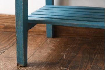 ペイント家具　棚付き　インテリアの差し色にもおすすめの木製チェア(キッズチェア、椅子、板座チェア)(R-031305)