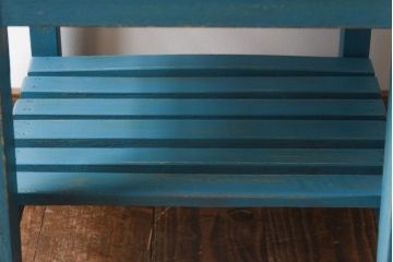 ペイント家具　棚付き　インテリアの差し色にもおすすめの木製チェア(キッズチェア、椅子、板座チェア)(R-031305)