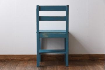 ペイント家具　棚付き　インテリアの差し色にもおすすめの木製チェア(キッズチェア、椅子、板座チェア)(R-031305)