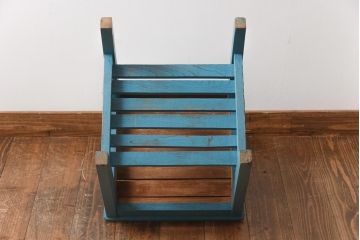 ペイント家具　棚付き　インテリアの差し色にもおすすめの木製チェア(キッズチェア、椅子、板座チェア)(R-031305)