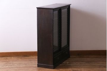 和製アンティーク　ラフジュ工房オリジナルガラス入り　モダンな雰囲気漂う本箱(収納棚、キャビネット)