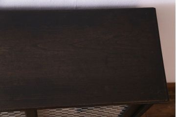 和製アンティーク　ラフジュ工房オリジナルガラス入り　モダンな雰囲気漂う本箱(収納棚、キャビネット)