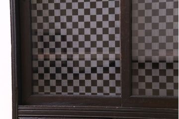 和製アンティーク　ラフジュ工房オリジナルガラス入り　モダンな雰囲気漂う本箱(収納棚、キャビネット)