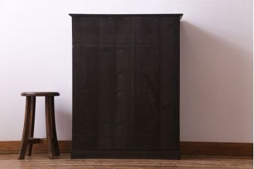 和製アンティーク　ラフジュ工房オリジナルガラス入り　モダンな雰囲気漂う本箱(収納棚、キャビネット)