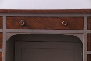 ペイント家具　メープル材　上品な木目が印象的なフランスアンティークの両袖デスク(机、在宅ワーク、在宅用作業台、ワークデスク)