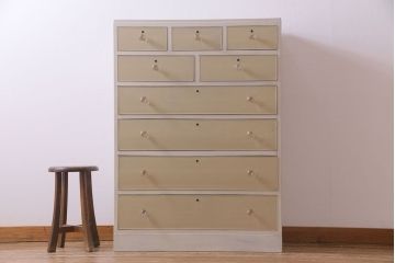 ペイント家具　ガラス取っ手がおしゃれなフレンチナチュラルのチェスト(引き出し)