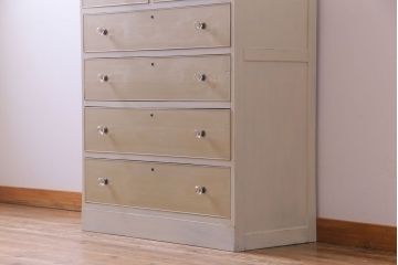 ペイント家具　ガラス取っ手がおしゃれなフレンチナチュラルのチェスト(引き出し)