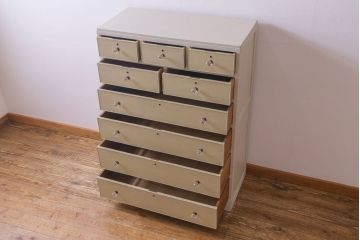 ペイント家具　ガラス取っ手がおしゃれなフレンチナチュラルのチェスト(引き出し)