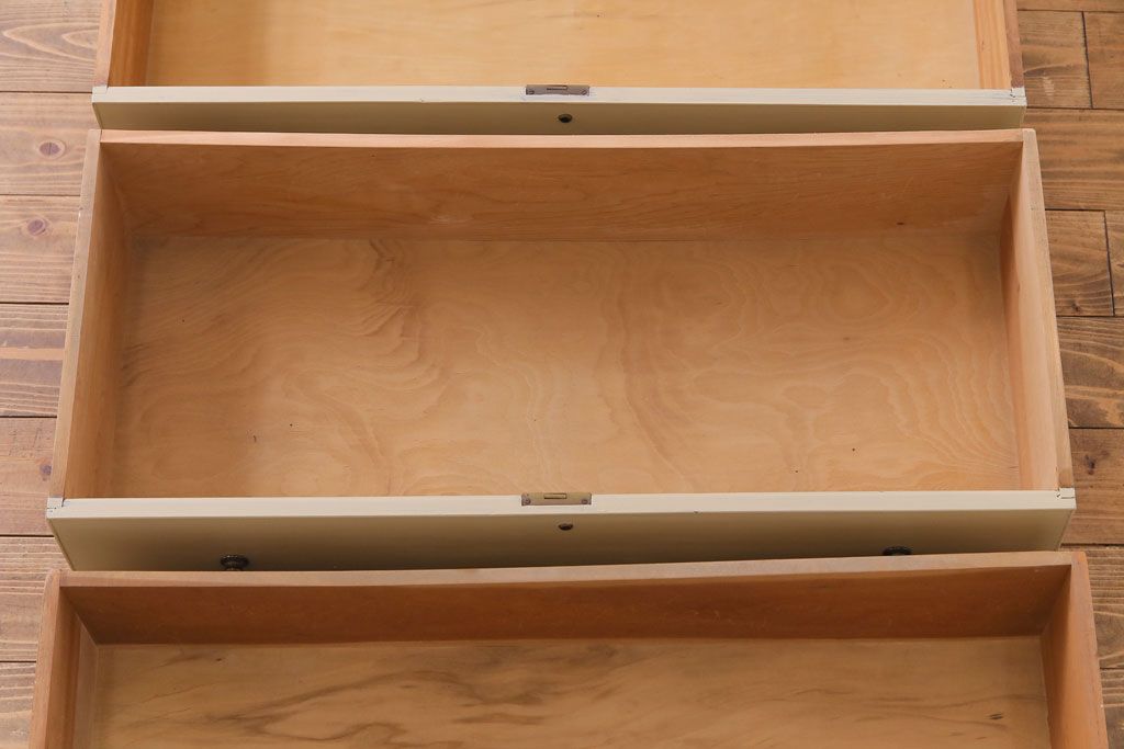 ペイント家具　ガラス取っ手がおしゃれなフレンチナチュラルのチェスト(引き出し)