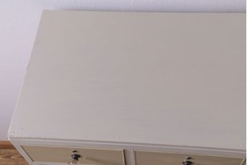 ペイント家具　ガラス取っ手がおしゃれなフレンチナチュラルのチェスト(引き出し)