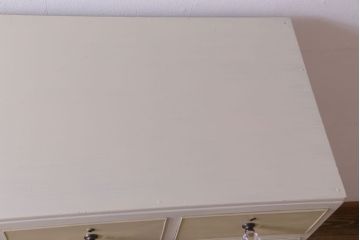 ペイント家具　ガラス取っ手がおしゃれなフレンチナチュラルのチェスト(引き出し)