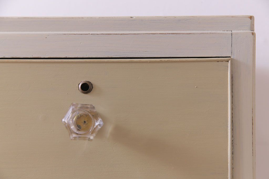 ペイント家具　ガラス取っ手がおしゃれなフレンチナチュラルのチェスト(引き出し)