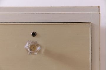 ペイント家具　ガラス取っ手がおしゃれなフレンチナチュラルのチェスト(引き出し)