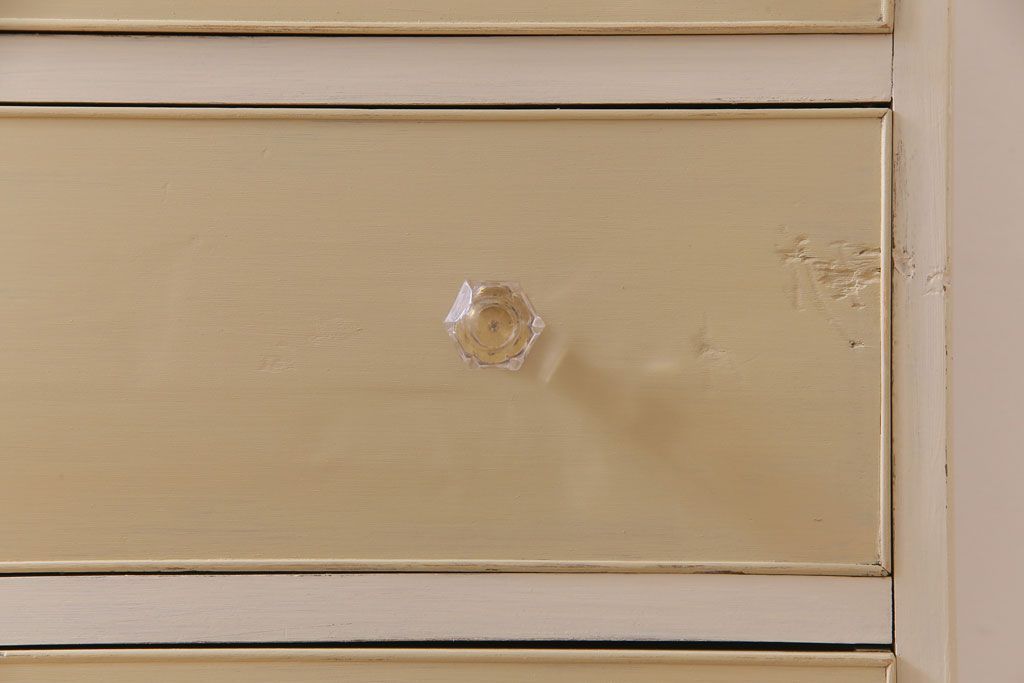 ペイント家具　ガラス取っ手がおしゃれなフレンチナチュラルのチェスト(引き出し)