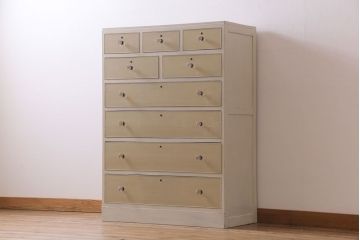 ペイント家具　ガラス取っ手がおしゃれなフレンチナチュラルのチェスト(引き出し)