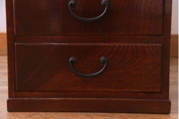 アンティーク家具　和製アンティーク　三方ケヤキ材　漆塗り　両面使いができる上品な小引き出し