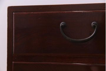 アンティーク家具　和製アンティーク　三方ケヤキ材　漆塗り　両面使いができる上品な小引き出し