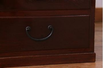 アンティーク家具　和製アンティーク　三方ケヤキ材　漆塗り　両面使いができる上品な小引き出し