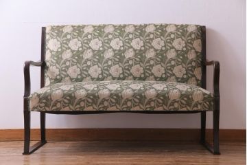 ヴィンテージ家具　昭和初期　レア物　オリジナル座面　大正ロマンの雰囲気漂うビンテージソファ(2人掛けソファ、長椅子)