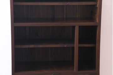 アンティーク家具　和製アンティーク　大正期　ケヤキ材　モールガラス　味わい感じる佇まいがお洒落な収納棚(戸棚、キャビネット)