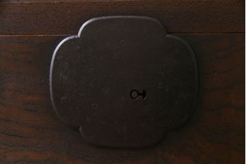 アンティーク家具　和製アンティーク　大正期　ケヤキ材　モールガラス　味わい感じる佇まいがお洒落な収納棚(戸棚、キャビネット)