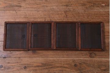 レトロ家具　昭和レトロ　縞黒檀材　麻の葉模様　和の風情感じる上質な茶箪笥(収納棚、戸棚、茶棚)
