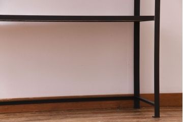 ラフジュ工房オリジナル　チーク材　アンティーク加工が施された味わいのあるアイアンラック(飾り棚)