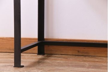 ラフジュ工房オリジナル　チーク材　アンティーク加工が施された味わいのあるアイアンラック(飾り棚)