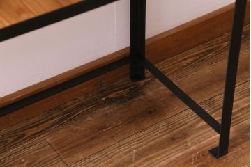 ラフジュ工房オリジナル　チーク材　アンティーク加工が施された味わいのあるアイアンラック(飾り棚)