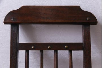 アンティーク家具　イギリス製　オーク材　アンティークの風合いがお洒落なフォールディングチェア(折り畳みチェア、椅子)