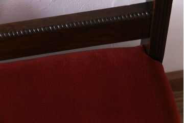 アンティーク家具　大正ロマン　オーク材　象嵌入り　透かし彫りが上品な木製ソファベンチ(3人掛けソファ)