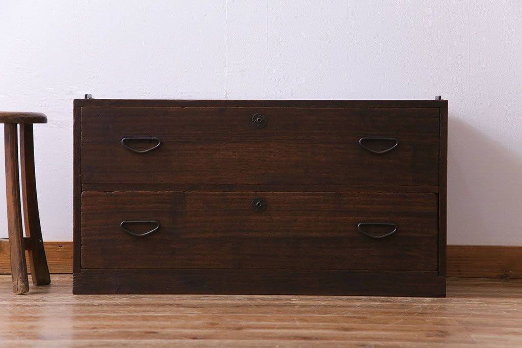 桐箪笥（アンティーク調） ローチェスト 桐箪笥(アンティーク調) ローチェスト 楽天市場】チェスト 幅52cm 2列4