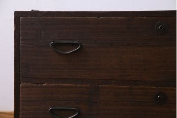 アンティーク家具　昭和初期　総桐材　古い木の質感が味わい深い箪笥ローチェスト(衣装箪笥、引き出し、桐箪笥、桐たんす)