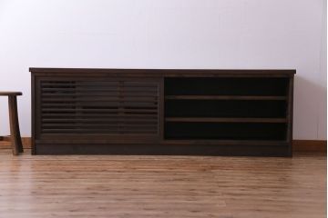 ラフジュ工房オリジナル　天板ナラ材　古い建具を利用した味わいのあるローボード(収納棚、戸棚)