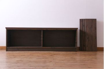 ラフジュ工房オリジナル　天板ナラ材　古い建具を利用した味わいのあるローボード(収納棚、戸棚)