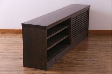 ラフジュ工房オリジナル　天板ナラ材　古い建具を利用した味わいのあるローボード(収納棚、戸棚)