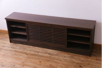 ラフジュ工房オリジナル　天板ナラ材　古い建具を利用した味わいのあるローボード(収納棚、戸棚)