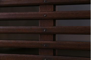 ラフジュ工房オリジナル　天板ナラ材　古い建具を利用した味わいのあるローボード(収納棚、戸棚)